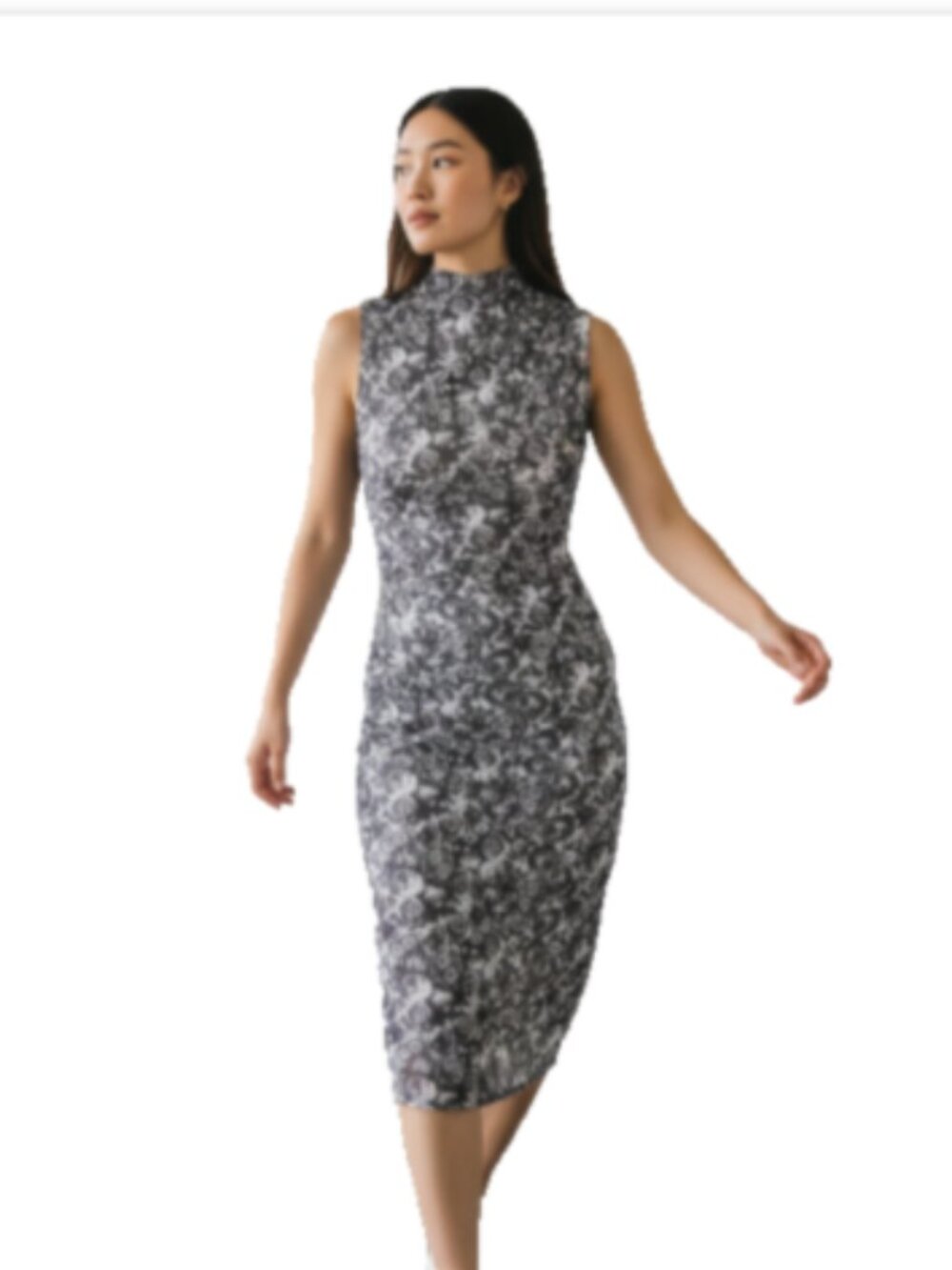 Betsey Johnson Women’s Midi Sheath Dress Large Black White Floral Sleeveless NEW